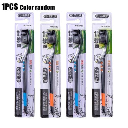 1 St Dubbel Ultra Mjuk Tandborste Bamboo Charcoal Nano Care Denta