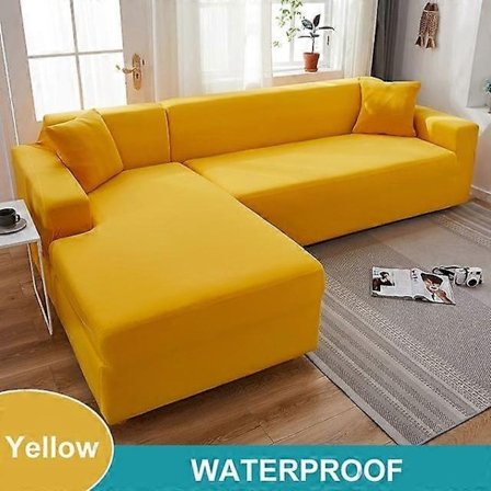 Vattentätt Sofföverdrag 1/2/3/4-sits Sofföverdrag för Vardagsrum Elastiskt Enfärgat L-format Hörnsofföverdrag för Soffa Fåtölj-Xin