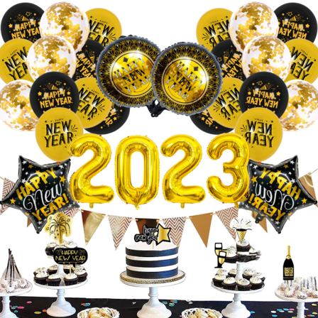 Dekorationer för Gott Nytt År 2023 Ballonger Roséguld Nyårsballonger Folieballonger för Nyårsafton Festtillbehör 2023 Nyårsafton Festdekorationer NYE 