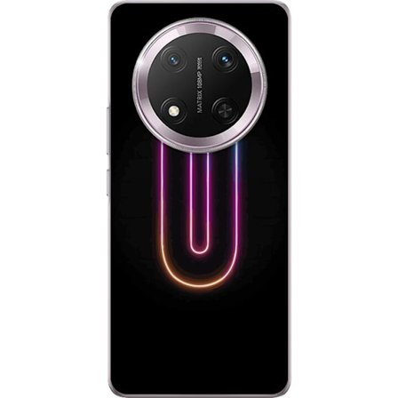 Yhteensopiva Puhelinkuori Honor Honor Magic7 Lite Minimaalinen neonkirjain U kirkkaalla valaistustehosteella mustaa taustaa vasten