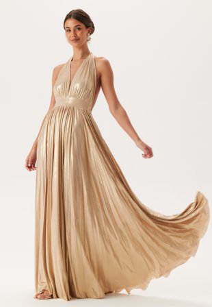 Goddiva - Deep V Neck Metallic Dress - Kläder - - Bubbleroom