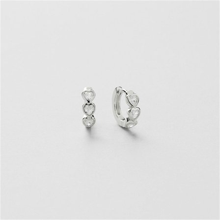 Bezel Hearts Hoops - Örhängen - Sterling silver - Safira