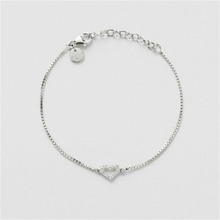 Pavé Heart Armband - Sterling Silver - Safira