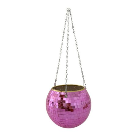 Speil Disco Ball Hengende Plantekar Kurv Skinnende blomsterpotte Vindu Planteholder