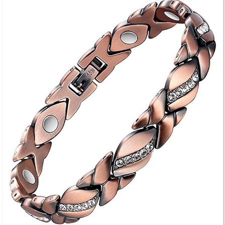 Rent armband i rent koppar med magneter för kvinnor, koppararmband med 3500 Gauss magneter, justerbar (koppar kristall)