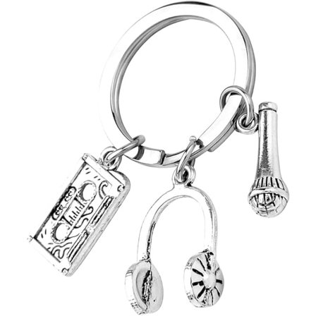 Musiknyckelring med hörlurar mikrofon tejp lämplig för lärare studenter musiker musiktema festdekorationstillbehör