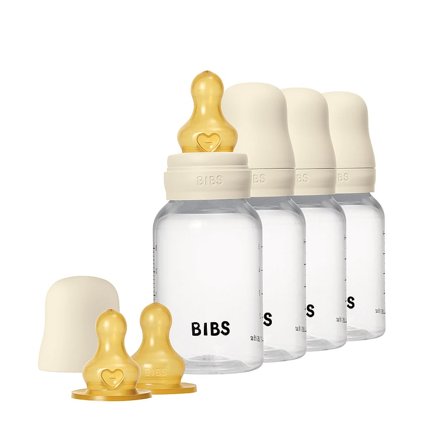 BIBS Baby Bottle Round Latex 4-Pak Ivory 150 ml, Børn & Forældre, Sutteflasker & Tilbehør, Sutteflasker