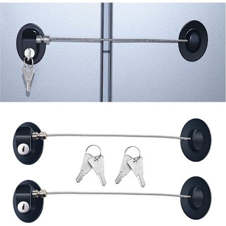 3 stk. køleskabsdørlås stærk klæbende lås fryser dør fil skuffe lås børnesikringsskab lås med nøgler (sort)