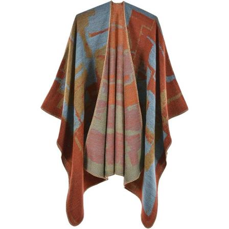 Överdimensionerad vinterfiltsjal för kvinnor, mysig poncho med öppen front
