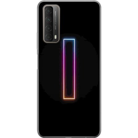 Kompatibel Mobilcover til Huawei Huawei P smart 2021 Minimalistisk neonbogstav I i regnbuefarver mod mørk baggrund