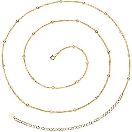 Minimalistisk strandbikini kroppskedja 18k guld pärla magkedja