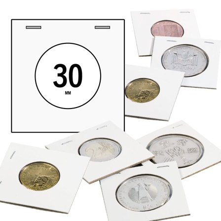 TACK hvide mynthållare til mønt Ø 30 mm - 100 stk.