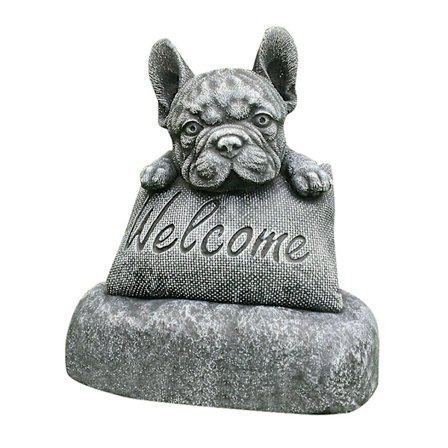 Fransk Bulldog Statue Havedekoration Velkomstskilt Harpiks Håndværk Ornament Indendørs