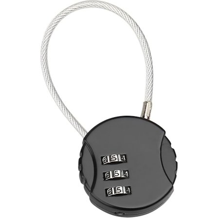 Kodelås, 3-cifret nulstillelig kombinationslås, lille kombinationskabellås til kuffertrejsetaske (sort)