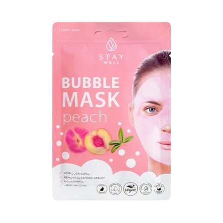 STAY WELL Mask Deep Cleansing Bubble – PEACH 20g - Maschera Purificante viso