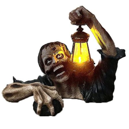 Halloween-zombier med LED-lykt, zombie-harpiksstatue med lykt for utendørs/innendørs skrekkhåndverk Halloween-pynt for hjem og hage