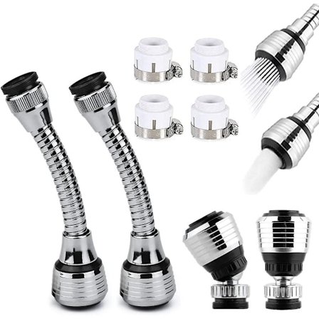 Dele Vandsparer til Vandhane, Vandhanedyse, Vandhane Forlænger, Vandbesparende Filterdyse, Indeholder 4 Tilslutningsslanger Tilbehør, til 