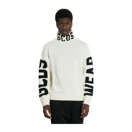 Gcds Turtlenecks vit, Herr Stickade tröjor, Herr, Storlek: M