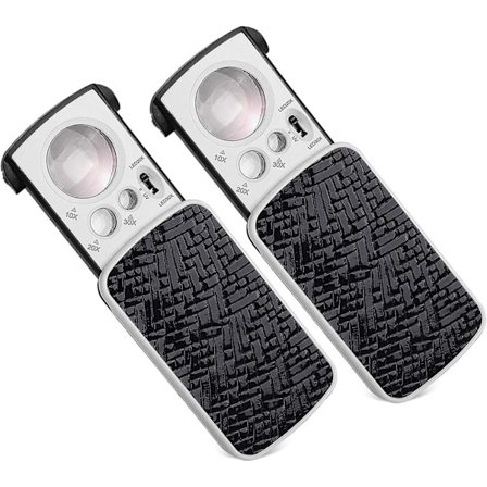 2-pack LED-förstoringsglas med utdragbar juvelerare, 10x 20x 30x belyst multi-power juvelerare ögonslinga förstoringsglas med UV-svart ljus för 