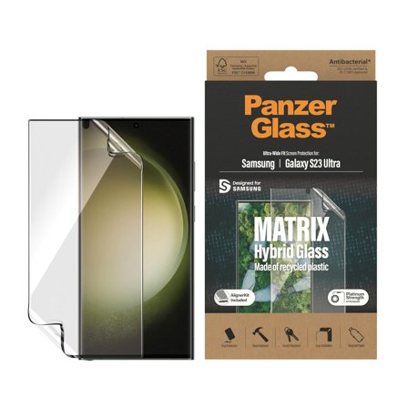 PanzerGlass Matrix Hybrid Glass - skjermbeskyttelse for mobiltelefon - ultravid passform med AlignerKit