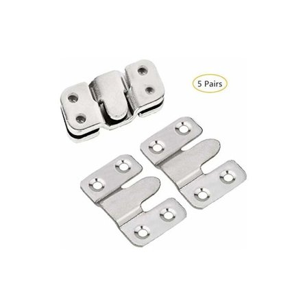 Bildeklips, møbelkontakt, innfelt brakett, veggmontert, sterk metallbildeholder for å feste bilde, bilde eller speil (5 par)