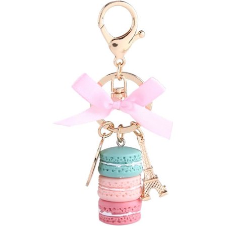 Harpiks og legering nøglering sød macaron formet nøglering med Eiffeltårnet
