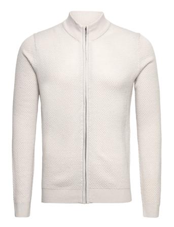 Bs Asger Regular Fit Knitwear Knitwear Full Zip Jumpers Hvit Bruun & Stengade*Betinget Tilbud