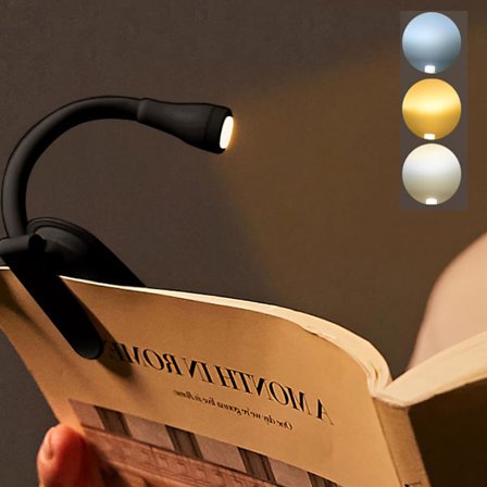 Læselampe, boglampe klips på boglæselampe med 3 øjenbeskyttende tilstande Læselampe boglampe, trinløs dæmpning, genopladelig boglampe