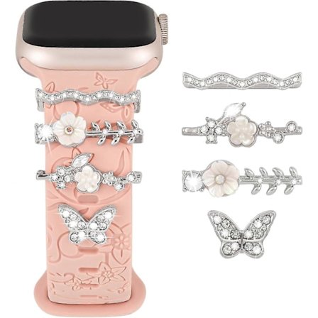 1 sæt charms til Apple Watch-remme til kvinder, dekorative ringe til iWatch-serien Watch Silicone Watch Strap Charms-tilbehør