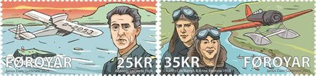 Færøerne - Verdenskendte piloter - Postfrisk sæt 2v