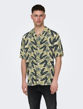 ONLY & SONS Onswayne Life Aop Ss Viscose Shirt Noos - Green - S