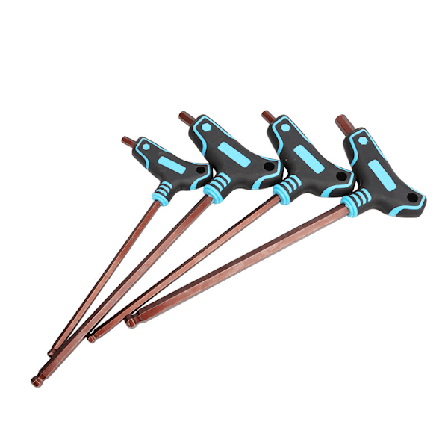 Kulehode Allen-nøkkel T-formet kulehode skrutrekker skiftenøkkel med håndtak 4 stk (3 mm)