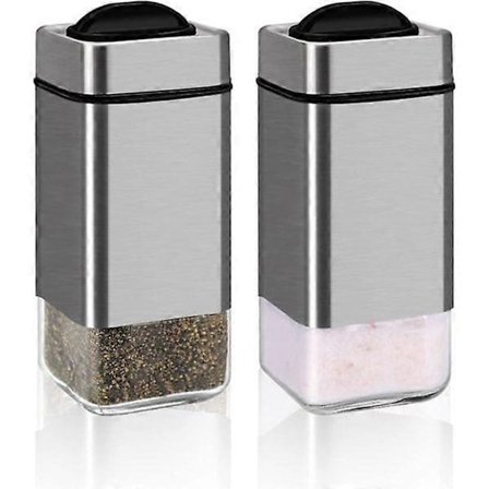 Salt- og pepperkverner, saltbøsse med justerbare hull, salt- og pepperkvernsett i glass, for sort pepper, kosher- og havsalt