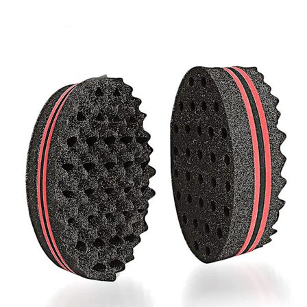 Hår svamp børste, sæt med 2 dobbeltsidede små huller (8mm hul) Afro krølle spole bølge hår svamp børste med 6,69 tommer metal styling kam