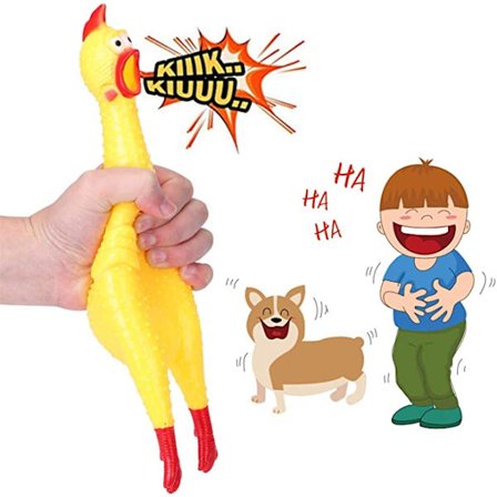 Gummihundeleke Squeaky Yellow Dekompresjon Skrikende Kylling Sm