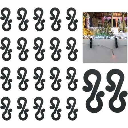 50 stk Sorte Mini Tagrende Kroge til Julelys, Julekrans, Lysstreng, S-Formet Tagrende Kroge