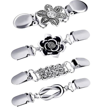 4-pakke Vintage Strikket Klipp for Genser, Sjal, Kvinnekjole, Brosje