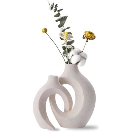 Keramisk Vase, Design Vase, Hvit Blomster Vase, Moderne Bordvase