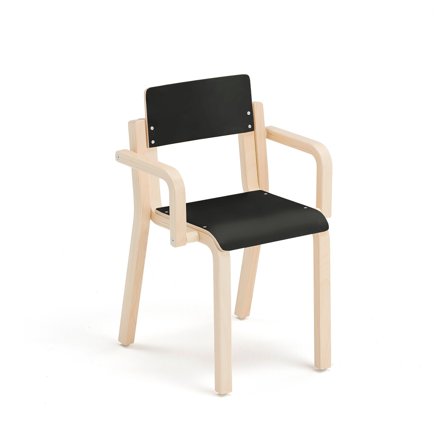 Children's chair DANTE with armrests, H 380 mm, birch, yellow laminate