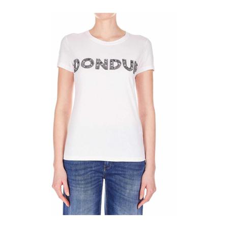 Dondup T-shirt with sequin logo Hvid, Dame T-shirts