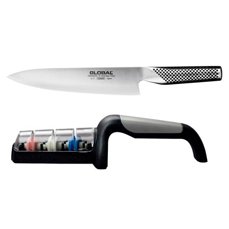 Global G-2 kokkekniv 20 cm + knivsliper
