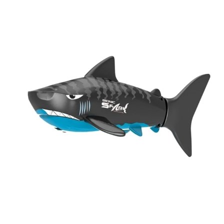 Fjernstyrt Hai-Badeleketøy for barn 6-12 år Vanntett RC Dyreleketøyfisk med bevegelig hale i 15 min svømming svart