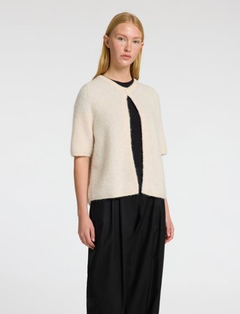 Selected Slfsia Ras 2/4 Rib Knit Cardigan Noos - Cream - XL