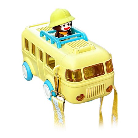 Kids Vattenflaska Sport Liten Resa Barn Söt Vattenflaska med Rem Blå Gul 19cmx7.5cm