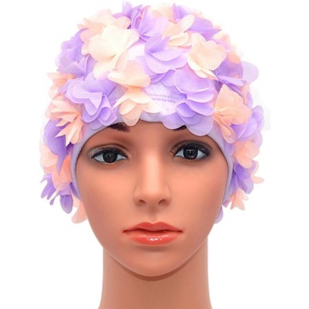 Baddräktshätta i spets för dam, retro vintage-stil, blomblad, ZQKLA