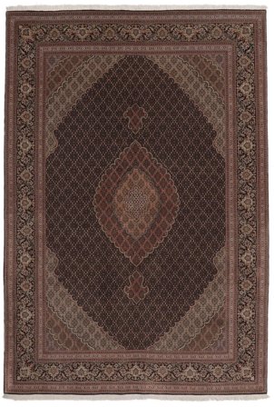Hand Knotted Tabriz 50 Raj Rug 205X295 Wool Brown/Black