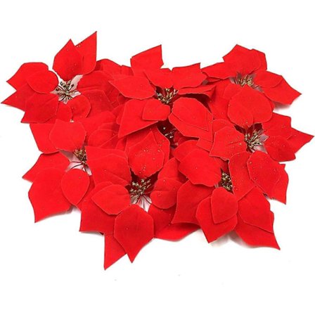 20-pack konstgjorda julgransblommor - 20 cm röda