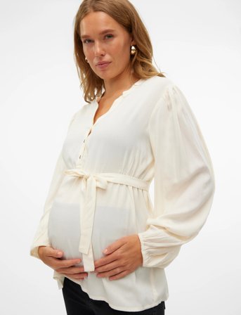 Mamalicious Mlmercy Lia L/S Wo Top 2F Noos - Cream - XS