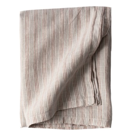 Tell me more Bordduk i lin 145x270 cm, hazelnut stripe' - 'Brun
