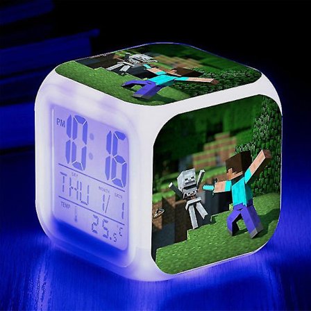 Minecraft Alarm Clock Coolie Scared Cartoon Led Digital Color Luminous Clock Birthday Gift Christmas Gift Style 6